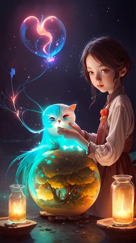 07846-4256537608-a surreal Bioluminescent, very very very cute Silene in a happy world by Daniel Merriam, Trending on Artstation, oil on Canvas b.png